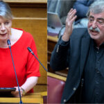 Ο Παύλος Πολάκης και η Έλενα Ακρίτα σε ομιλίες τους στη Βουλή.