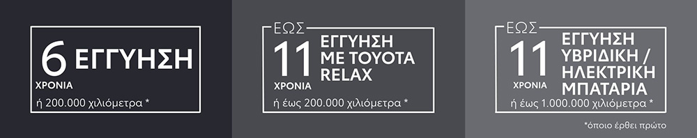 H Toyota παρέχει με το νέο πρόγραμμα RELAX έως 11 χρόνια ή έως 200.000 χιλιόμετρα εγγύηση
