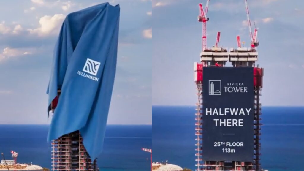 Ελληνικό: Στα μισά της κατασκευής ο Riviera Tower – Παίρνει μορφή ο ουρανοξύστης (βίντεο)