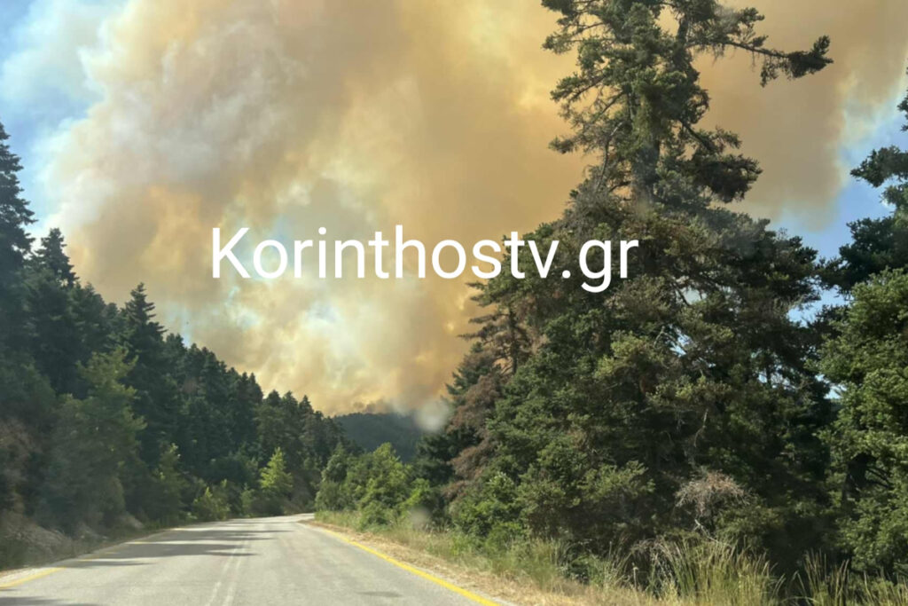 Μεγάλη φωτιά στο Φενεό Κορινθίας – Εκκενώθηκαν Καστανιά και Λαύκα, ανεξέλεγκτο το πύρινο μέτωπο