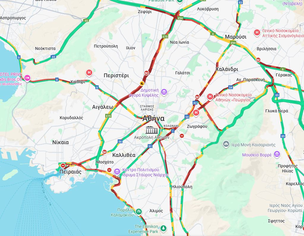 Κίνηση στους δρόμους: Χάος σε Κηφισό, Κηφισίας, κέντρο Αθήνας - Μεγάλες καθυστερήσεις σε Αττική Οδό