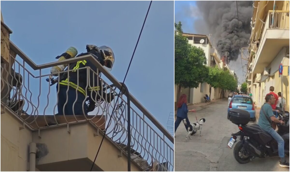 Φωτιά σε μονοκατοικία στους Αγίους Αναργύρους – Σημειώθηκαν εκρήξεις, σίδερα εκτοξεύτηκαν στον αέρα (Βίντεο)