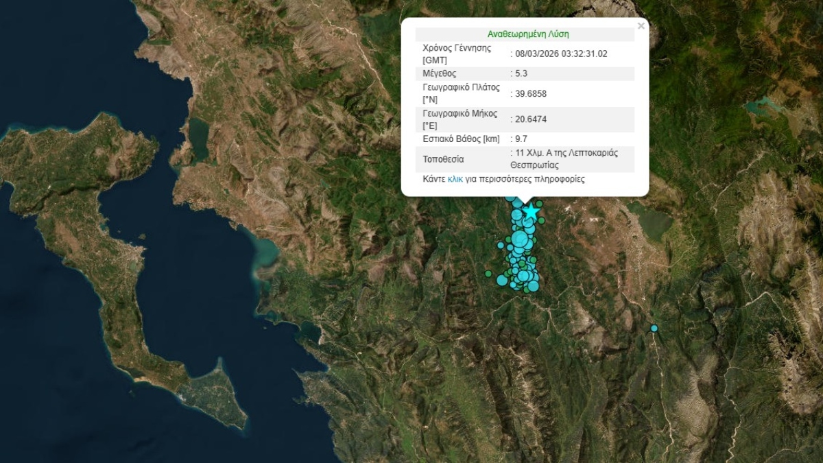 Σεισμός 5,3 Ρίχτερ στη Θεσπρωτία: Ο Λέκκας μιλά για «σημνοσειρά» - «Θα συνεχιστούν τα φαινόμενα»