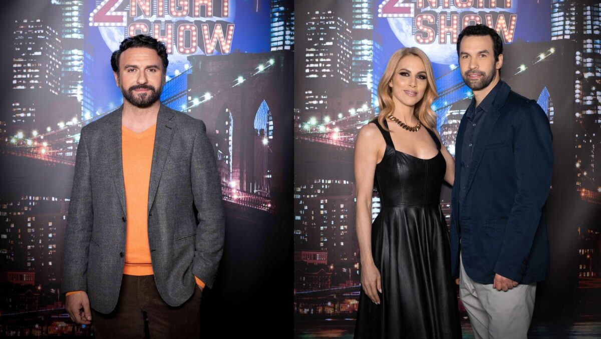 Ντορέττα Παπαδημητρίου, Κωνσταντίνος Μουσούλης και Μελέτης Ηλίας στο The 2Night Show