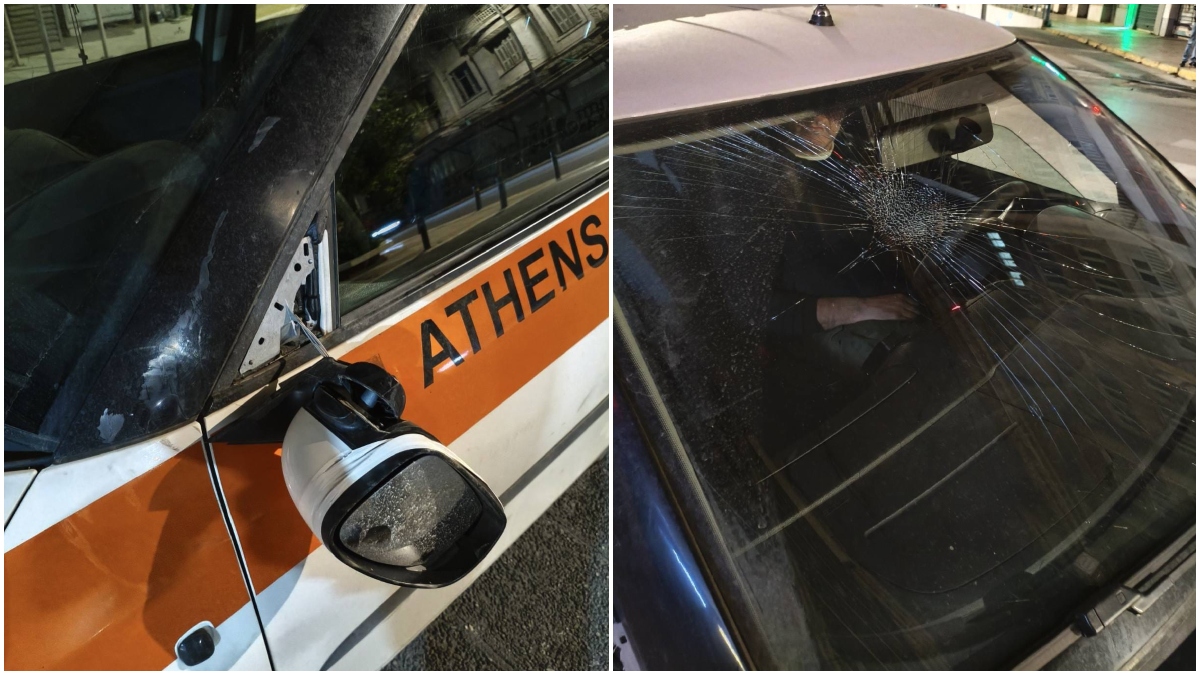 Εξάρχεια: Επίθεση σε περιπολικό της Δημοτικής Αστυνομίας στη Σόλωνος (εικόνες)