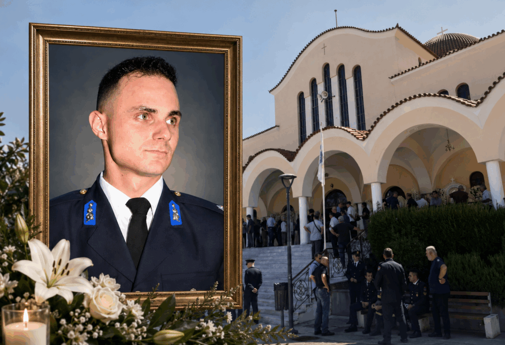 Θρήνος για τον Κωνσταντίνο Λαιμοδέτη – Κηδεύτηκε ο 27χρονος πυροσβέστης που πέθανε στη φωτιά στο Γύθειο